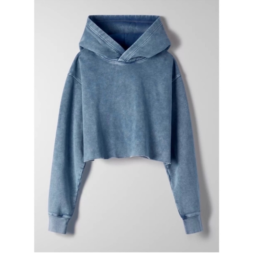 Aritzia TNA Perfect Cropped Hoodie Deep Indigo Size XS EUC